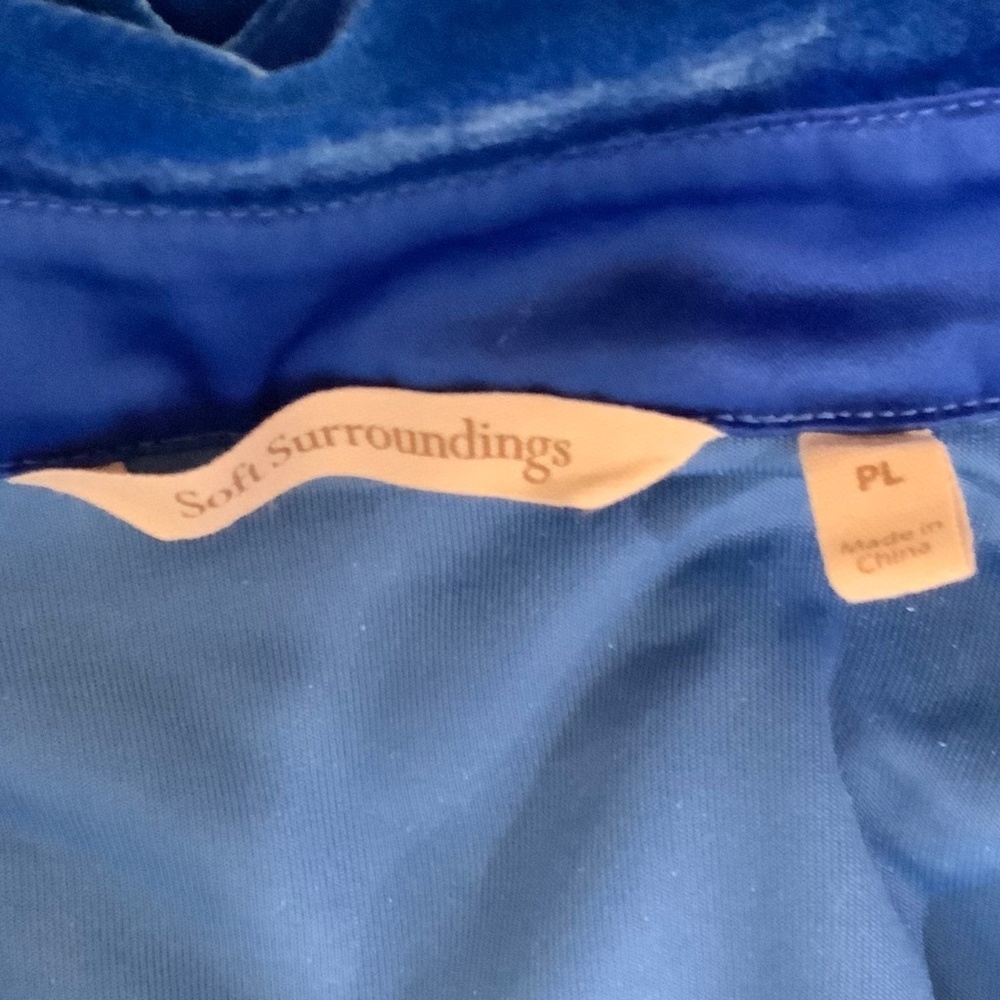 Soft Surroundings Velvet Coastal Blue Boyfriend Long Sleeve Tunic Top Size LP - Picture 8 of 10
